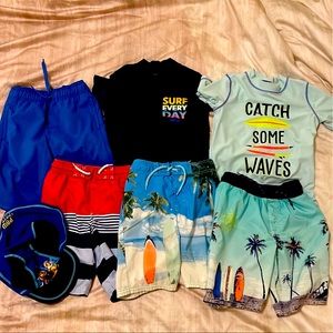 Lot of 7 boy swim top and bottom